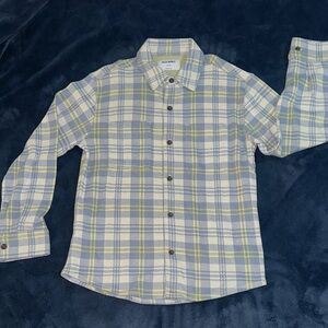 Old Navy Kids Plaid Flannel Button-Down Shirt in Light Blue and Yellow